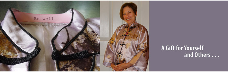 A designer hospital gown and a woman in the hospital gown. A Gift for Yourself and Others...